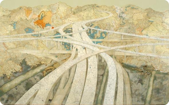 Невероятные коллажи из географических карт от Мэттью Кьюсика.