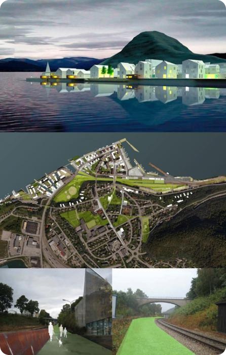 Норвежский город рад домам на рельсах