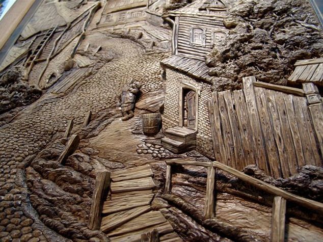 Резные картины из дерева (24 фото)